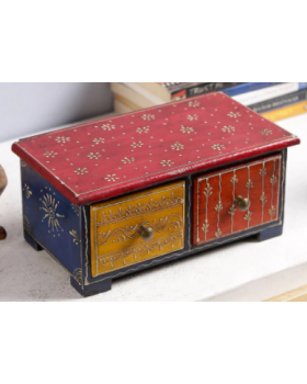 JODHPURI DECORATIVE WOODEN BOX WITH TWO DRAWERS JODHPURI DECORATIVE WOODEN BOX WITH TWO DRAWERS
